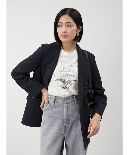 金釦ダブルブレストロングブレザー（テーラードジャケット）｜Mila