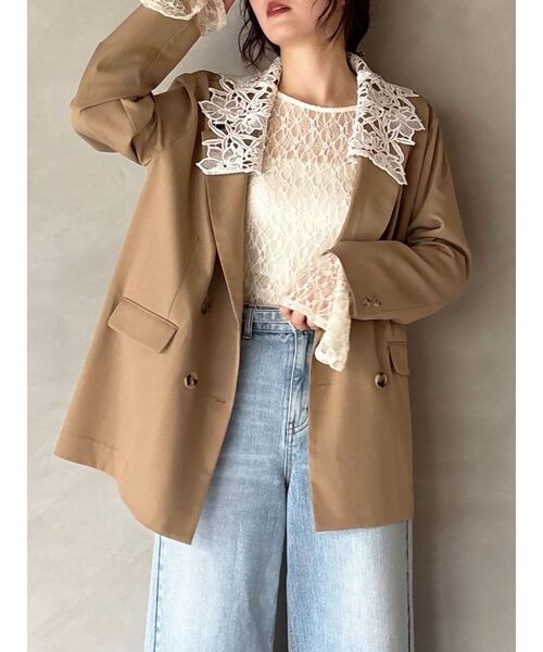 セール】レースデタッチドカラージャケット（テーラードジャケット