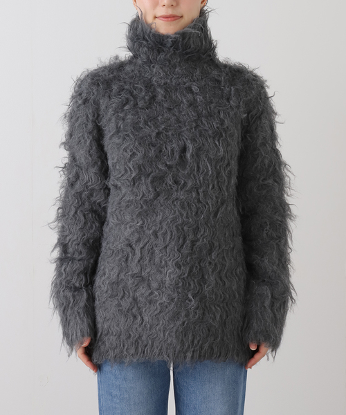 セール】determ/デターム Open Back Shaggy Turtleneck Knit（ニット