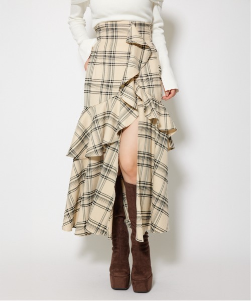 フリルスリットハイウエストスコートショートパンツ 秋服 冬服