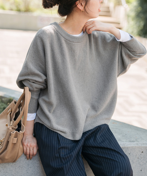 追加2》バルキーヤーンドルマンロングリブニット（ニット/セーター