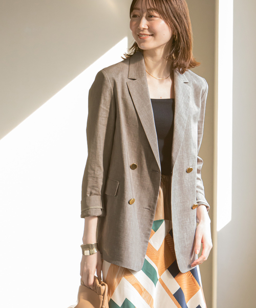 Noble（ノーブル）の「《追加》麻ストレッチダブルブレストジャケット