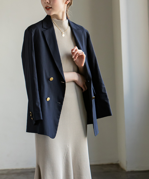 セール】《追加》麻ストレッチダブルブレストジャケット◇（テーラード