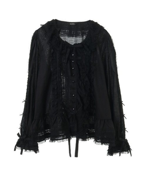 ピンクハウス 未使用品 綿ローン&フランス製?!レース黒生地