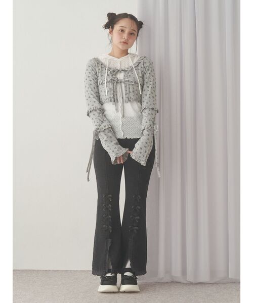 merry jenny（メリージェニー）の「ribbonスリムフレアデニムパンツ