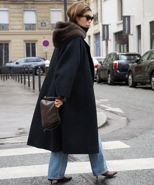 ウールアンゴラ ノーカラーコート（ノーカラーコート）｜Deuxieme