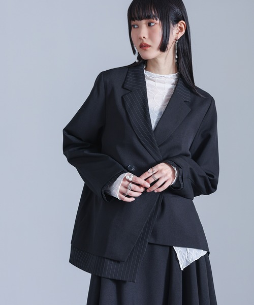 セットアップ対応】『配色ダブルテーラードジャケット』（テーラード