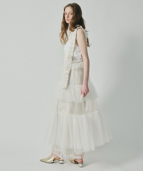 シースルーボリュームチュールデザインジレ（ベスト）｜J1U by LA