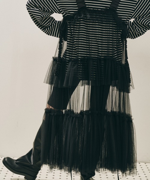 シースルーボリュームチュールデザインジレ（ベスト）｜J1U by LA