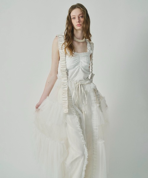 シースルーボリュームチュールデザインジレ（ベスト）｜J1U by LA