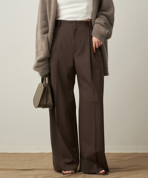 セール】One Tuck Straight Wide パンツ（スラックス）｜Plage