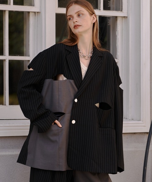 seyto（セイト）の「Blocking cut out semi double tailored jacket