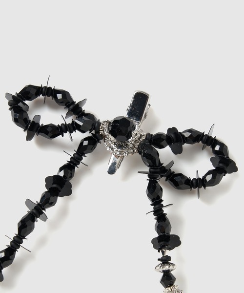 tanakadaisuke/タナカダイスケ】black beads ribbon clip/ブラック