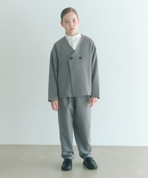 ノーカラージャケット + タックパンツ セット / キッズ 140cm-160cm