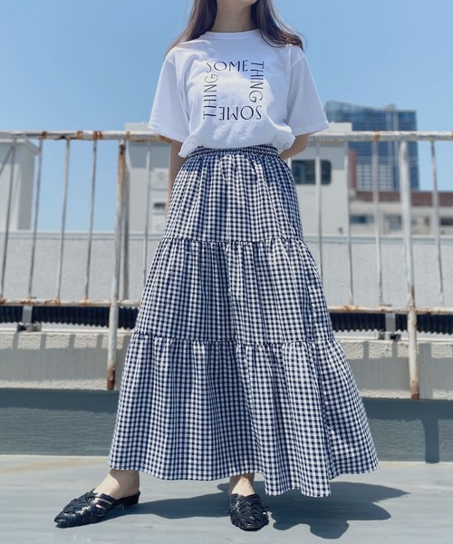 セール】【ZOZO限定】ギンガムチェックスカート / ティアード フレア
