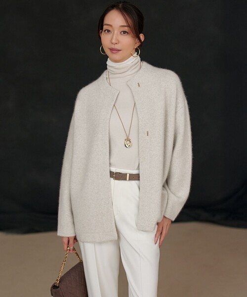 見上愛さん着用】ラクーンブレンドダブルフェイス ニット アウター