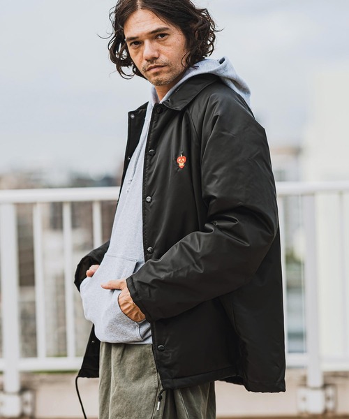 mj10319- Skull×Appleワンポイント刺繍コーチジャケット（ナイロン