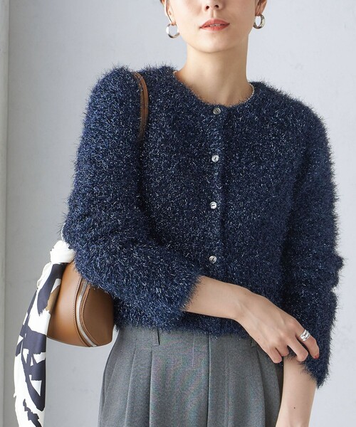 セール】〈手洗い可能〉ラメ ニット 配色 カーディガン（カーディガン