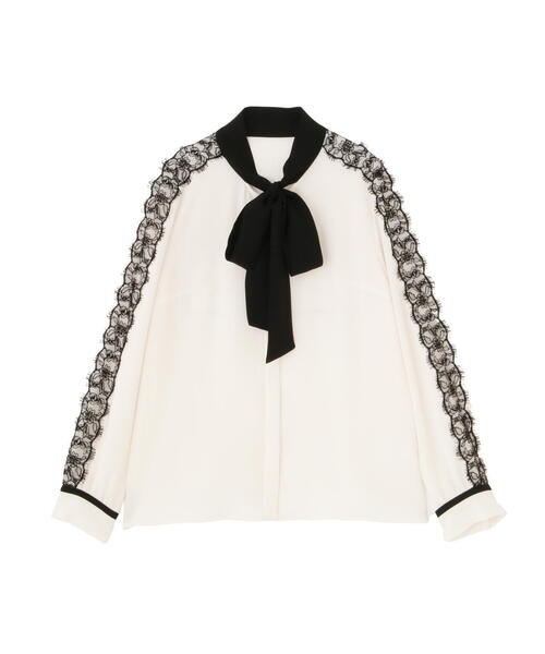 セール】◇レースコンビバイカラーリボンブラウス（シャツ/ブラウス
