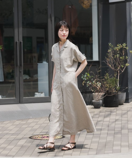 一休 かぐれ kagure リネンレーヨンオープンカラーシャツ チ 一休 か