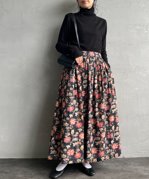 SOIL/ソイル] 60'Sキャンブリック フラワープリント ギャザースカート