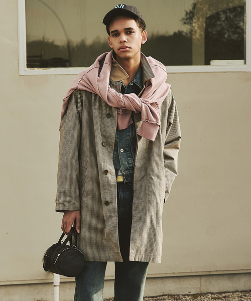 チェック リバーシブル ステンカラー コート（ステンカラーコート