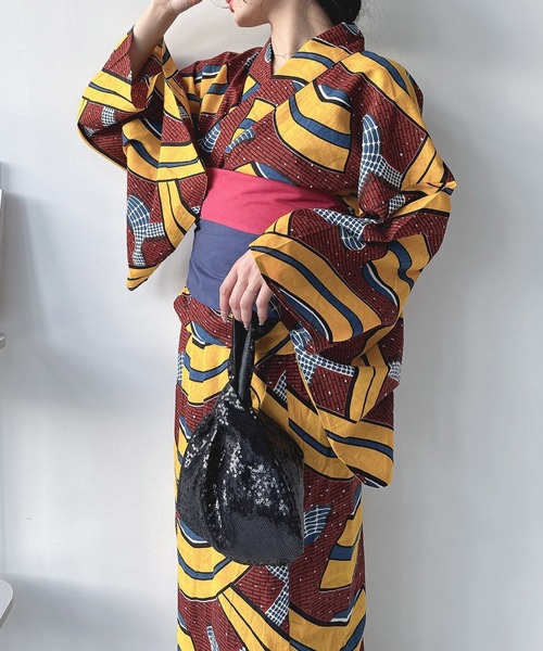セール】アフリカンプリント浴衣 2点セット 【ZOZOTOWN限定アイテム