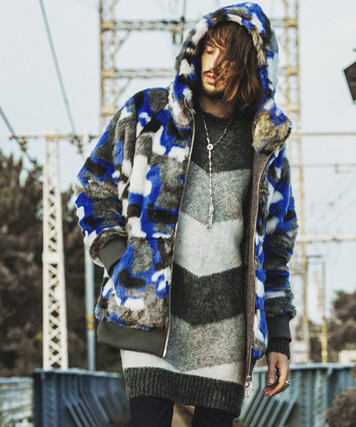 NO ID.（ノーアイディ）の「mj6792-MIXフェイクファーフーデッドBLZ