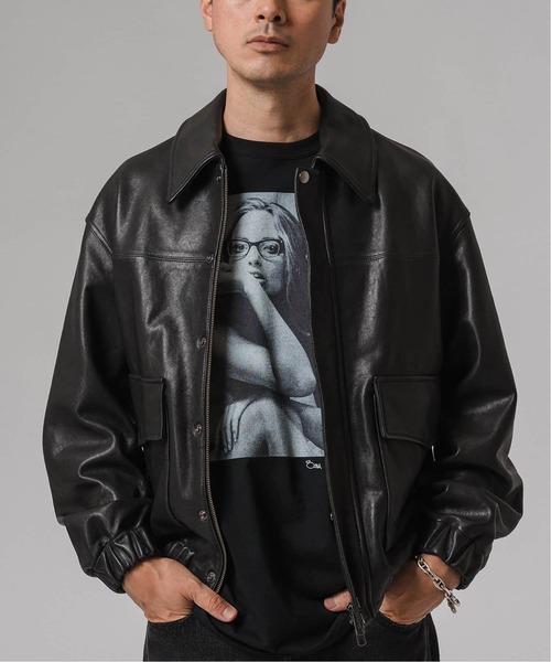 stud homme レザーライダース 4ポケット エディ ブルゾンジャケット