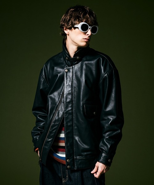 glamb（グラム）の「Chin Strap Leather Blouson / チンストラップ