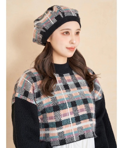 Darich（ダーリッチ）の「ツイードチェックニットベレー（ハンチング
