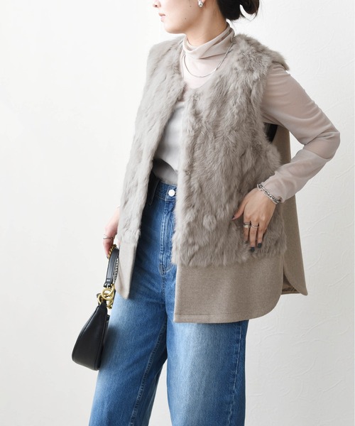 Eimee Law（エイミーロウ）の「ファー&メルトンミドル丈ベストジレ