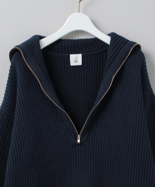 6（ロク）の「＜6(ROKU)＞HIGH ZIP SAILOR KNIT/ニット（ニット