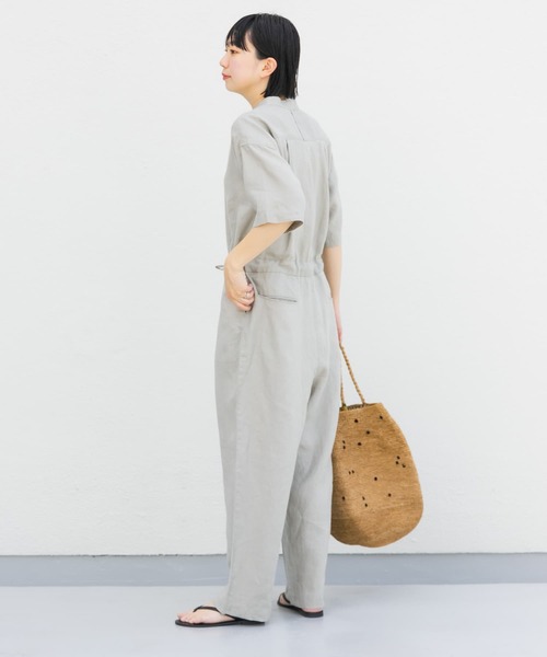 かぐれ（カグレ）の「リネンハーフスリーブオールインワン（サロペット