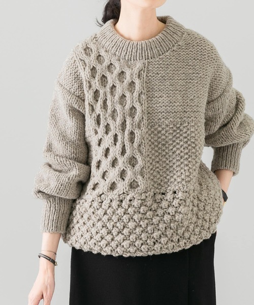 かぐれ（カグレ）の「アラン柄パッチワークニット（ニット/セーター