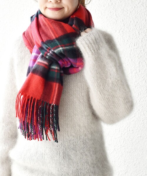 SHIPS別注】JOHNSTONS:カシミヤチェックストール◇（ストール/ショール