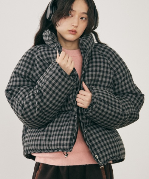 セール】チェック中綿ブルゾン（ダウンジャケット/コート）｜MERLOT