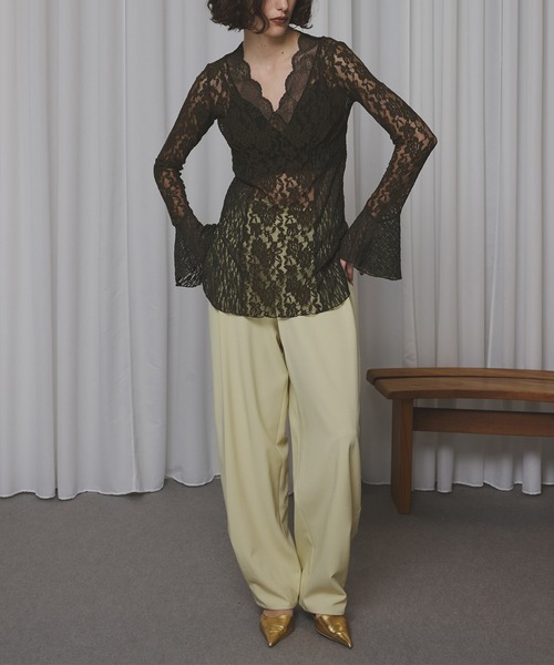 Ameri（アメリ）の「COMBINATION LACE TOP（Tシャツ/カットソー）」 - WEAR