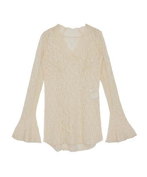 Ameri（アメリ）の「COMBINATION LACE TOP（Tシャツ/カットソー）」 - WEAR