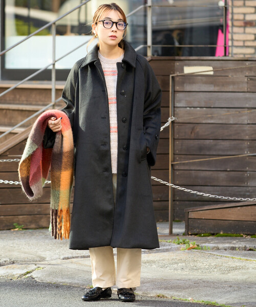 BALLAHOLIC フリース内側 ロングコート 黒 Logo Anywhere Full Zip