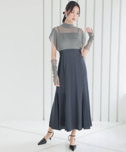 セール】ノースリーブ&ミモレ丈 パーティードレス アームカバー