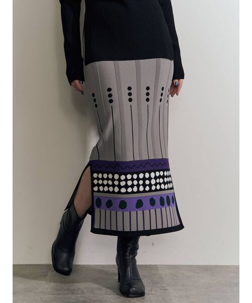 UN3D.（アンスリード）の「ミックスドットジャカードニットスカート