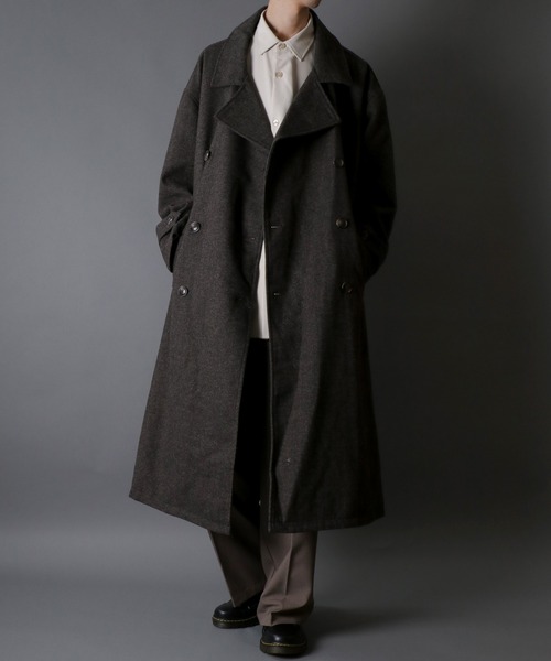 セール】【別注】over size wool trench coat/オーバーサイズ ウール