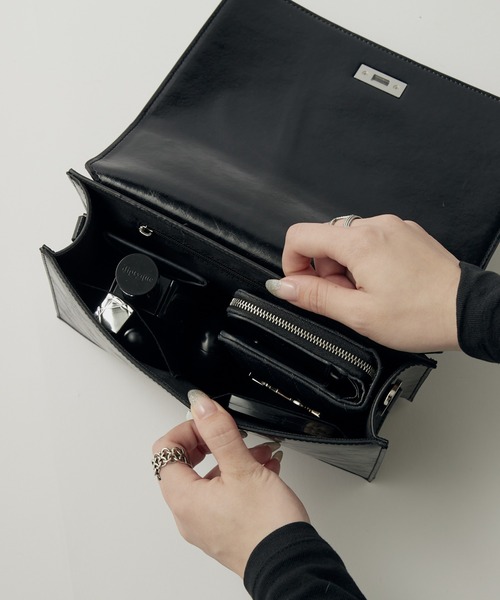 mi-企画】2wayショルダースクエアレザーバッグ（ショルダーバッグ