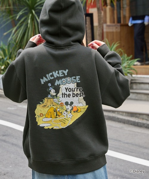 Disney】別注 ミッキーマウス オールドグラフィックバックプリント