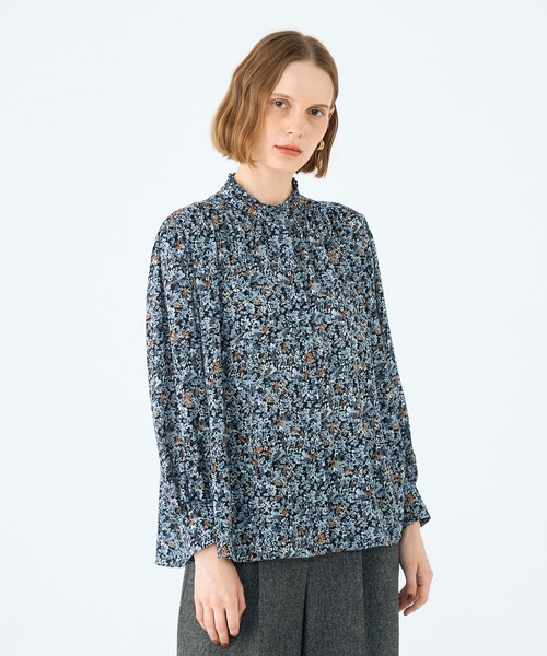セール】ブローフラワープリント フリルブラウス（シャツ/ブラウス