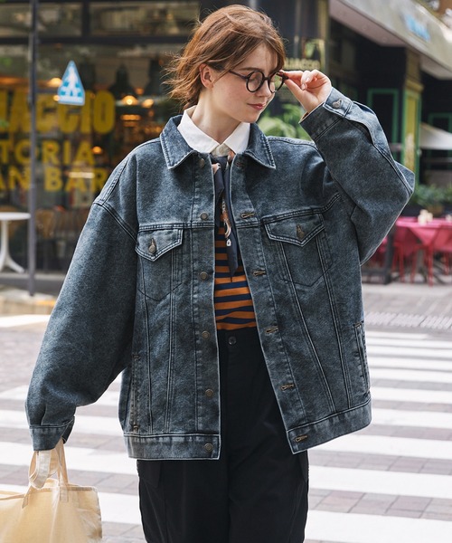 ビッグシルエットシンチバックデザインデニムジャケット MONO-MART