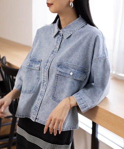 LEPSIM（レプシィム）の「アソートデニム5分袖シャツ 109914（シャツ