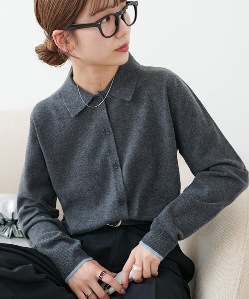 セール】【新色追加!!】モチモチ衿付きカーディガン《WEB限定カラー