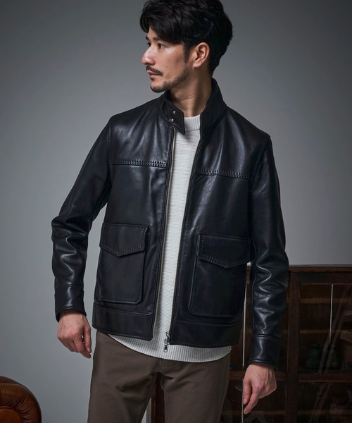 TETE HOMME（テットオム）の「SHEEP LEATHER JACKET / スタンドカラー